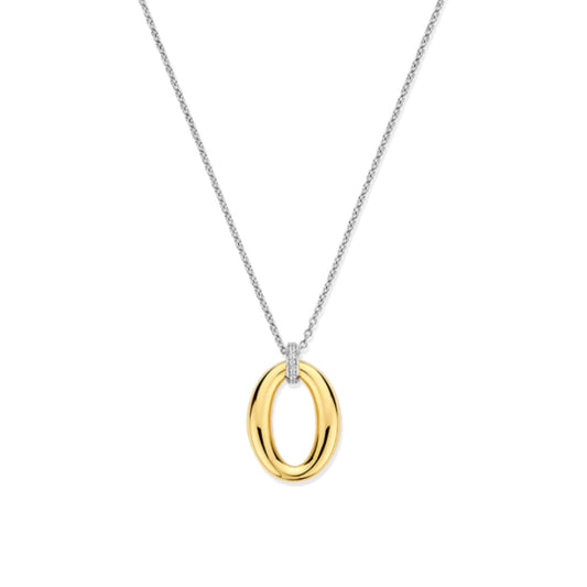 Ti Sento Two-Tone Oval Drop Pendant Necklace