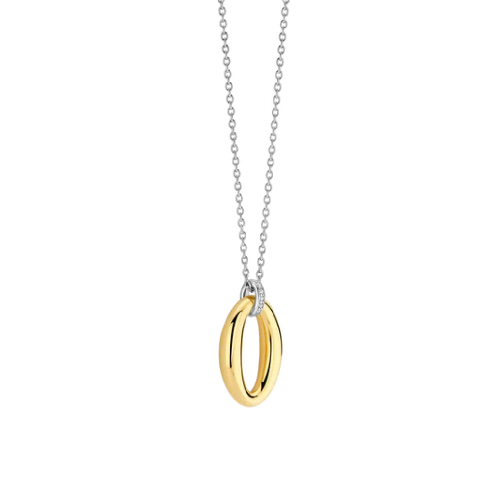 Ti Sento Two-Tone Oval Drop Pendant Necklace