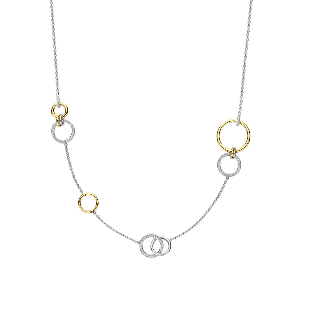 Ti Sento Two-Tone Interlocking Rings Adjustable Necklace, 15-19"