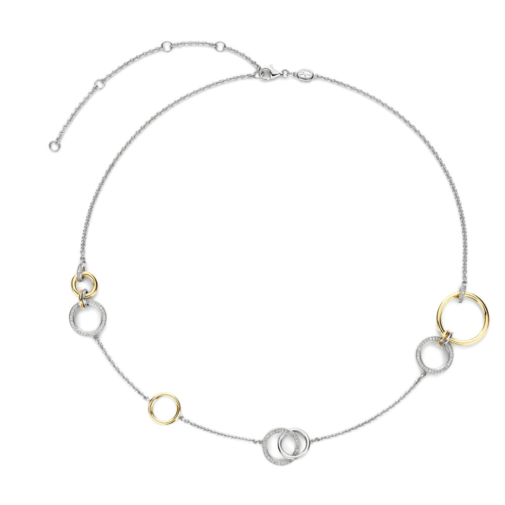 Ti Sento Two-Tone Interlocking Rings Adjustable Necklace, 15-19"