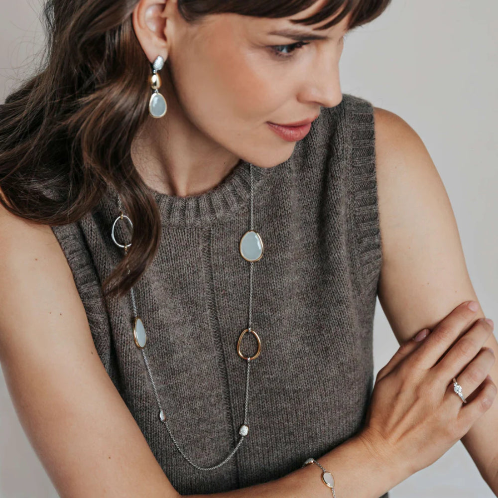 Ti Sento Two-Tone Long Station Necklace