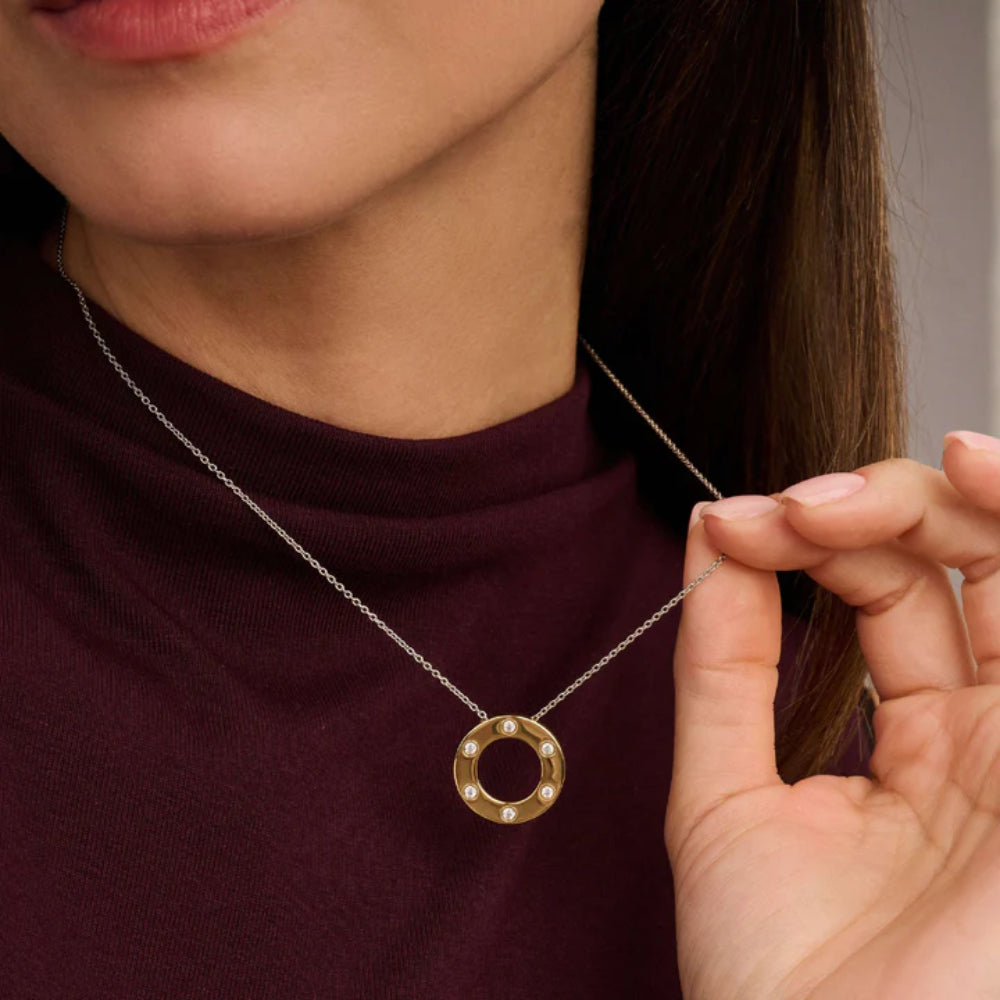 Ti Sento 18k Gold-Plated Circle Pendant Necklace