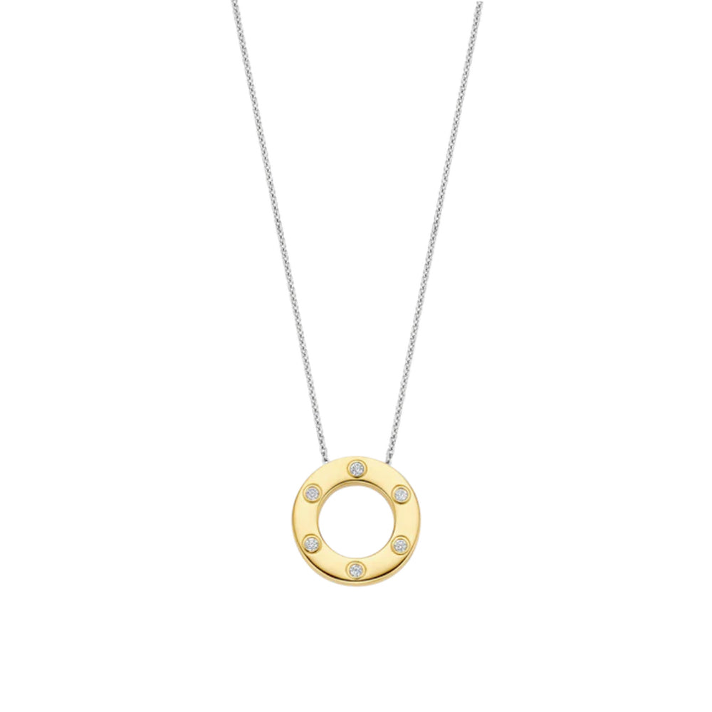 Ti Sento 18k Gold-Plated Circle Pendant Necklace