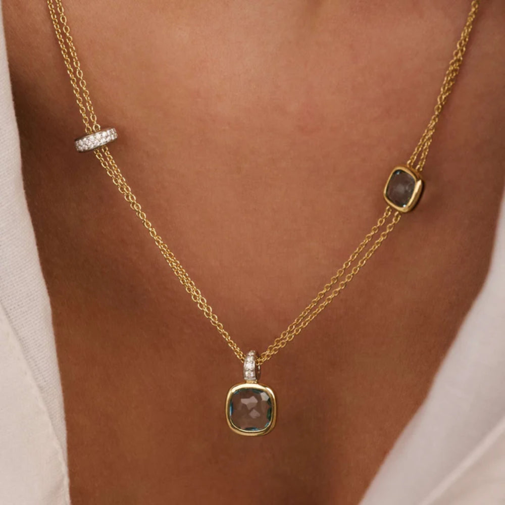 Ti Sento 18k Gold-Plated Necklace with Blue Crystals