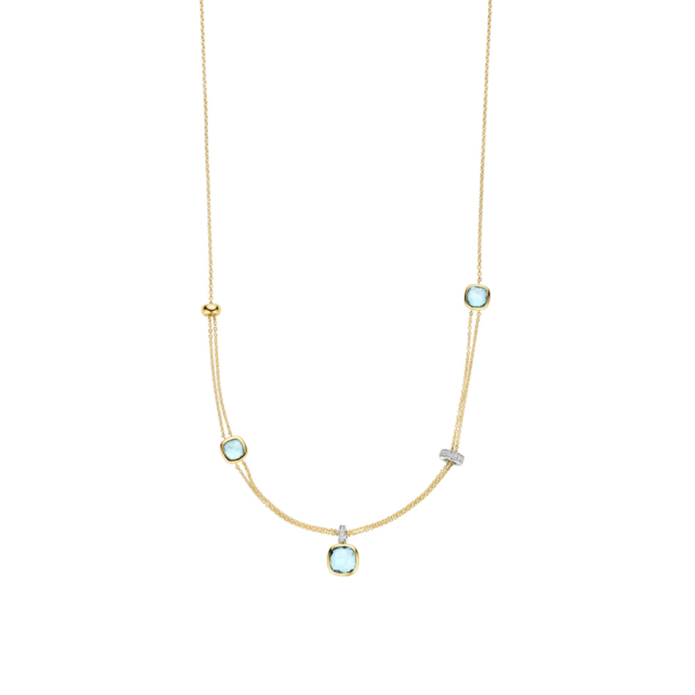Ti Sento 18k Gold-Plated Necklace with Blue Crystals