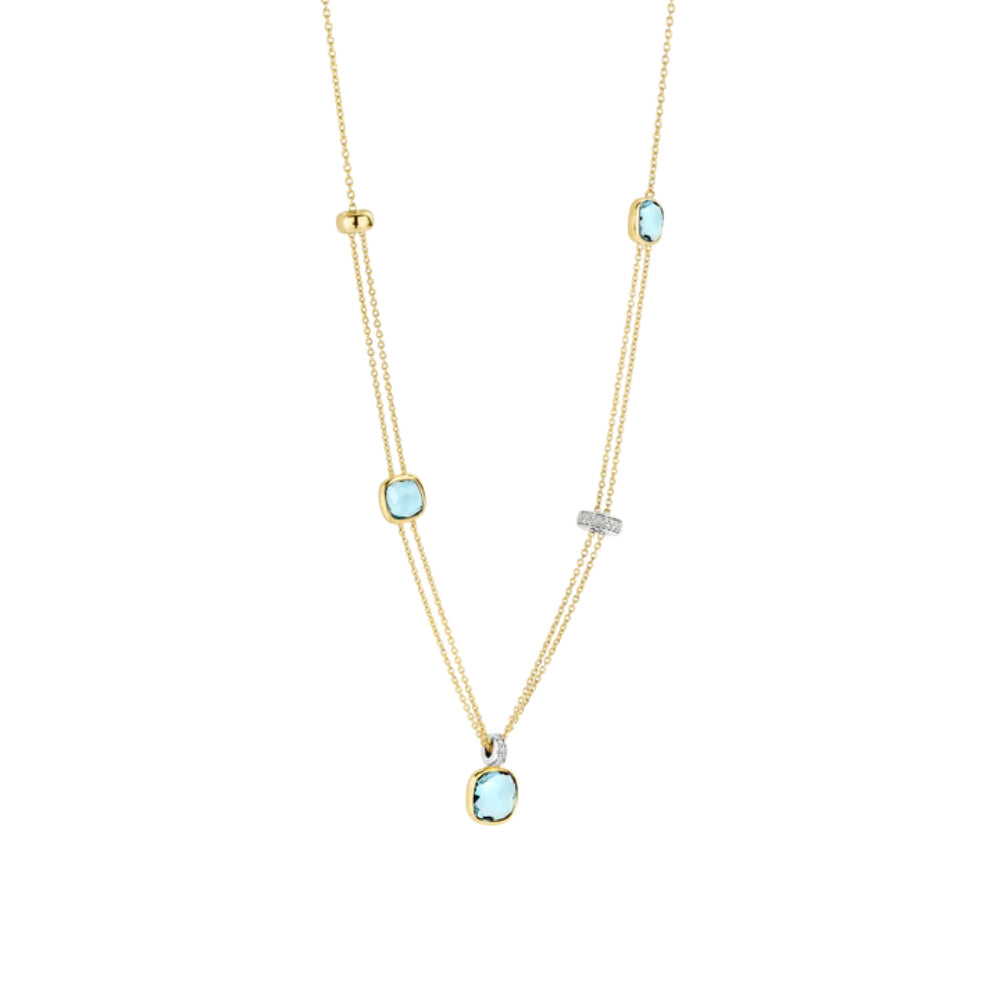 Ti Sento 18k Gold-Plated Necklace with Blue Crystals