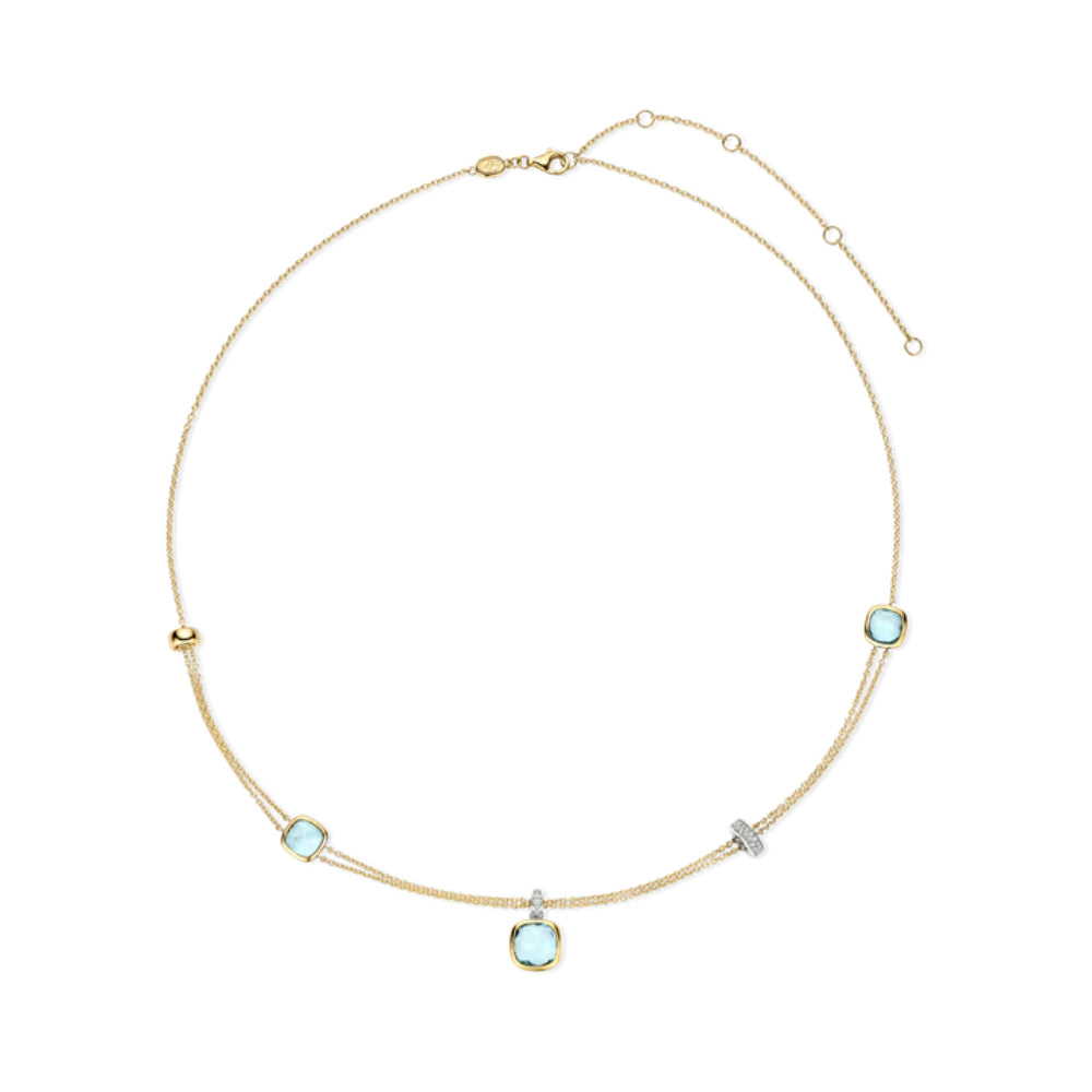 Ti Sento 18k Gold-Plated Necklace with Blue Crystals