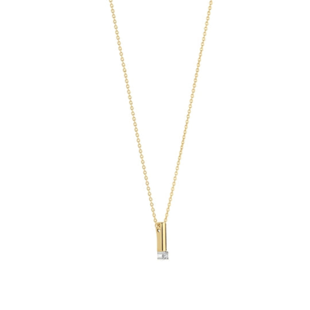 Gold necklace with a pendant on a white background