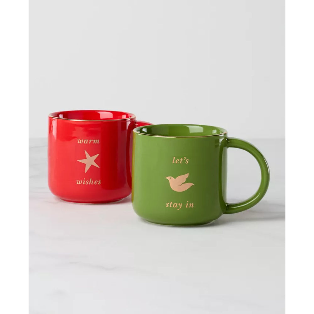 Kate Spade Be Jolly Warm Wishes Mugs - Set of 2