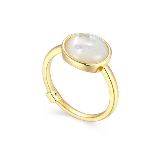 Elle Lustre Collection Button Mother of Pearl Ring