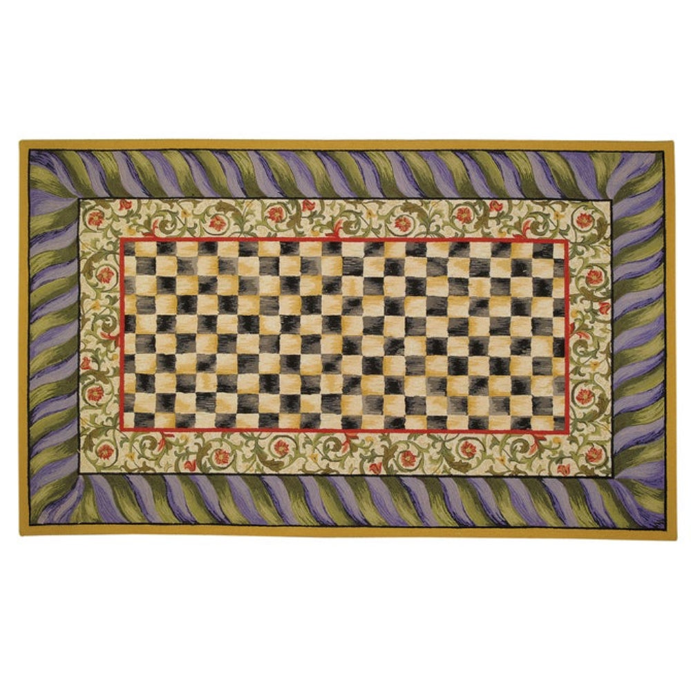 MacKenzie Childs Courtly Check Purple & Green 9' x 12' Rug - Online Only