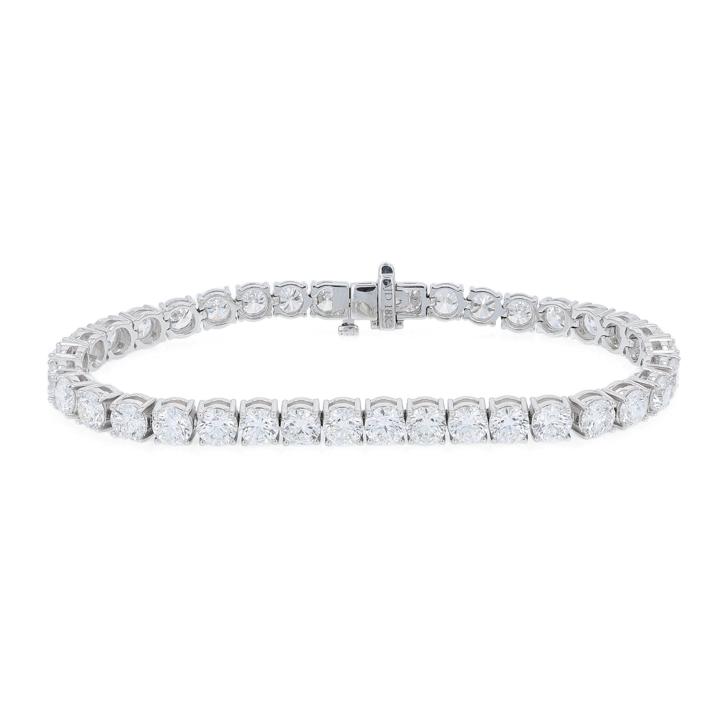 White gold 14.43 carat diamond tennis bracelet graded HSI on a white background