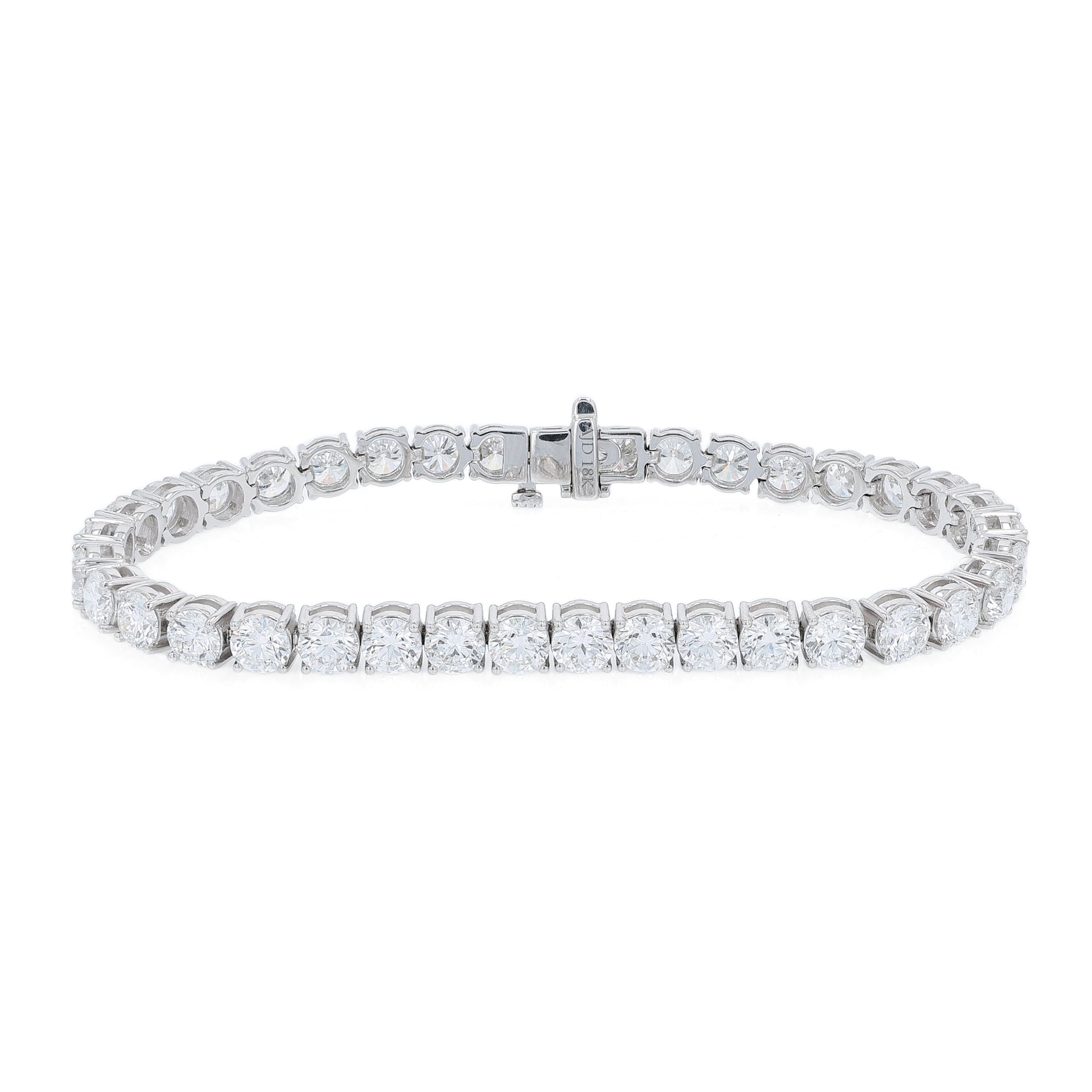 White gold 14.43 carat diamond tennis bracelet graded HSI on a white background