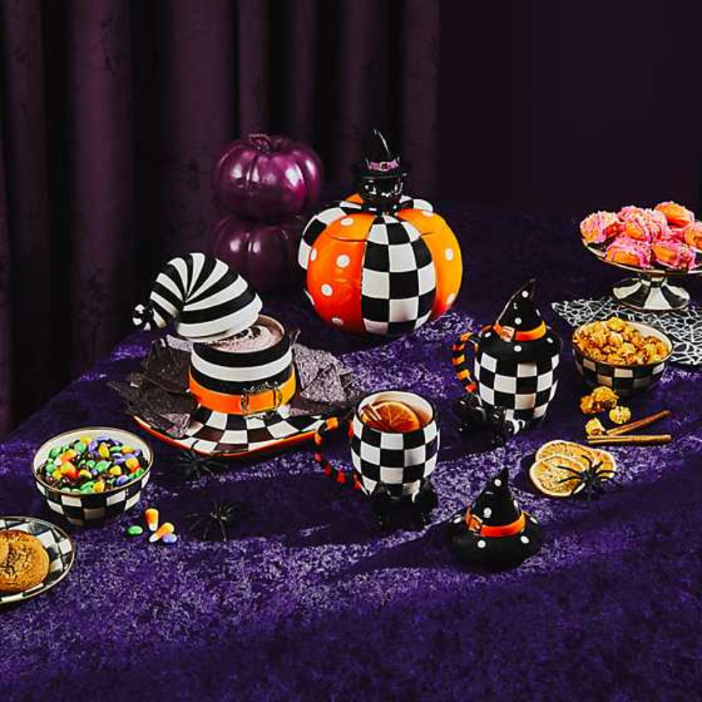 MacKenzie-Childs Black Cat Lidded Pumpkin Dish