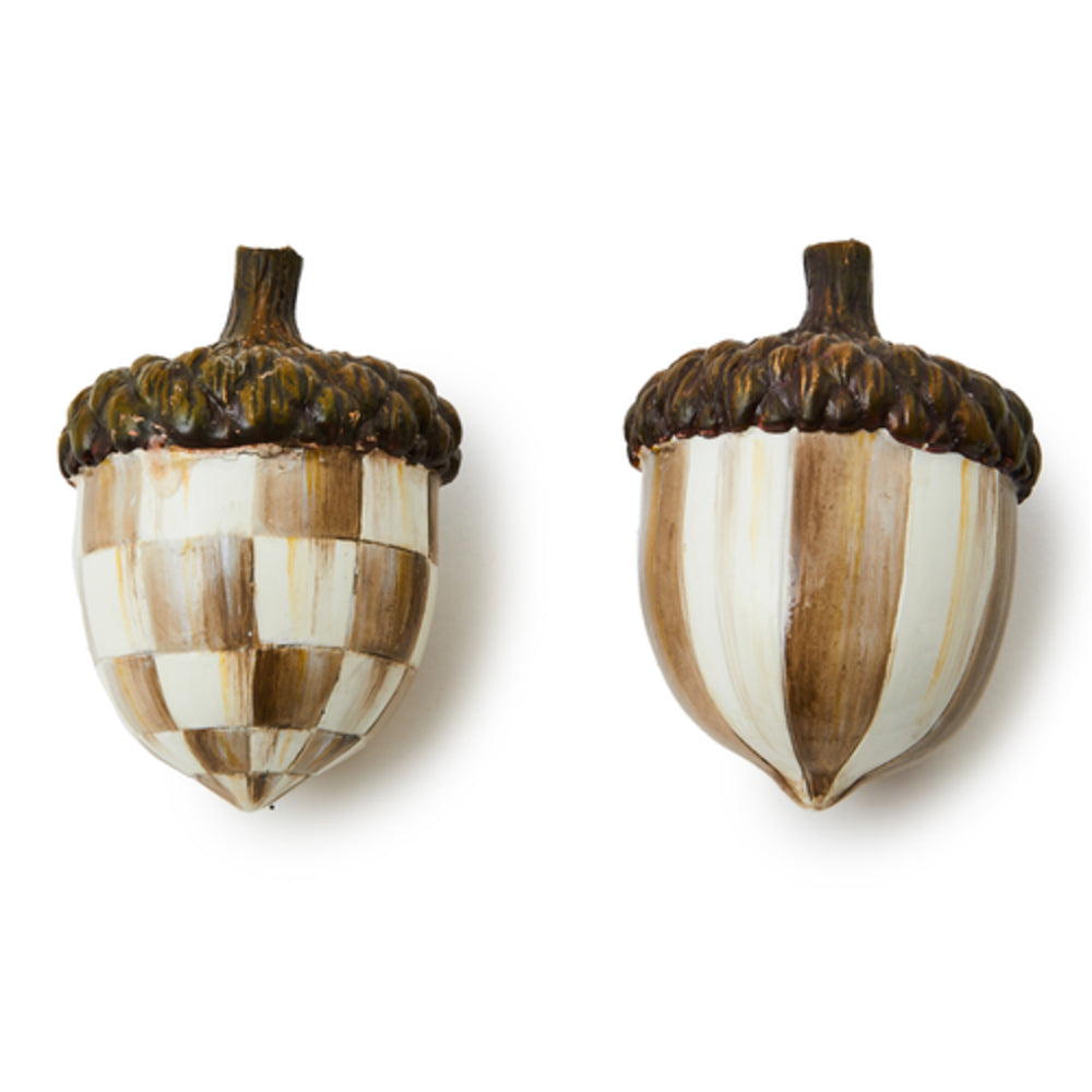MacKenzie-Childs Mocha Check Acorns - Set of 2