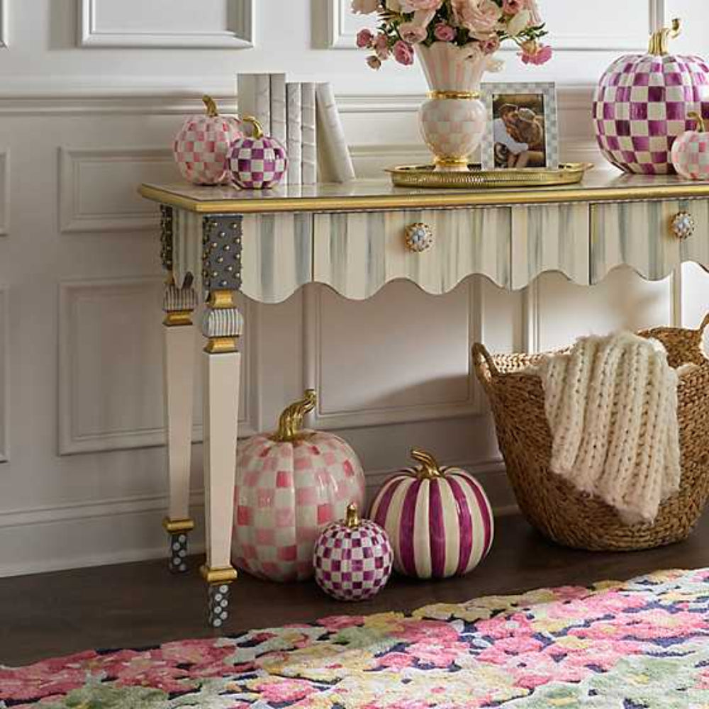MacKenzie-Childs Bubblegum Pink Check Pumpkin