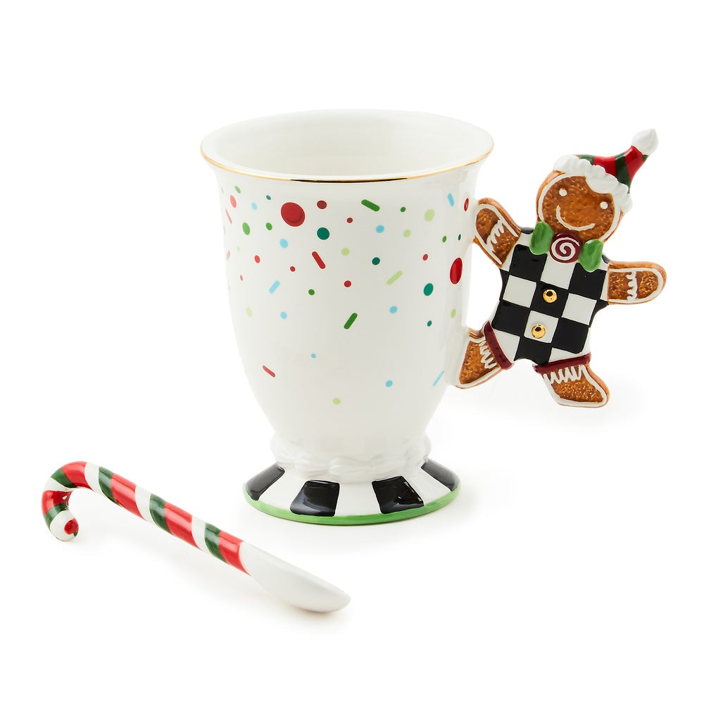 MacKenzie-Childs Bake Shop Gingerbread Handle Mug with Spoon