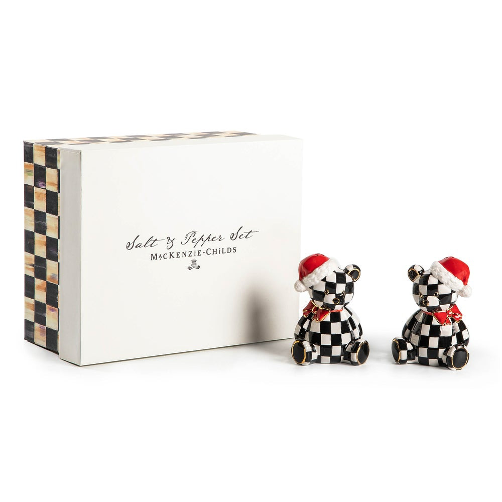 MacKenzie-Childs Courtly Santa Bear Salt & Pepper Set
