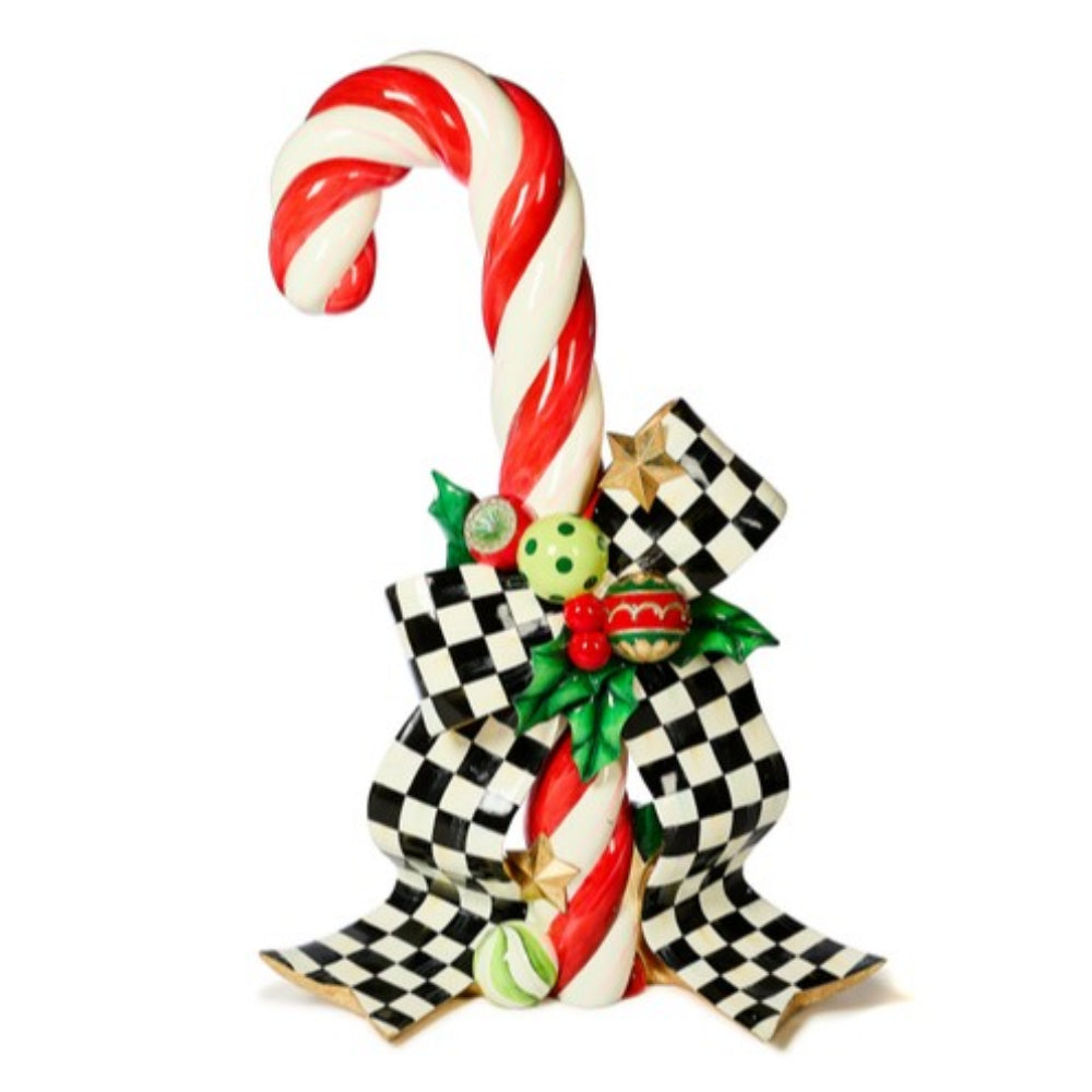 MacKenzie Childs Check It Out Left Trophy Candy Cane - Online Only
