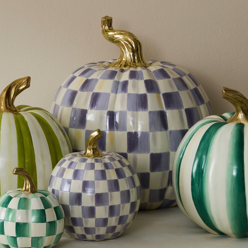 MacKenzie-Childs Violet Check Pumpkin