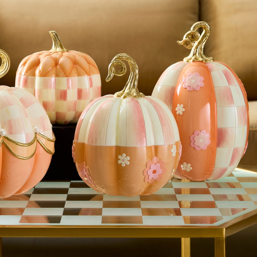 MacKenzie-Childs Rosy Stripe Flower Power Pumpkin