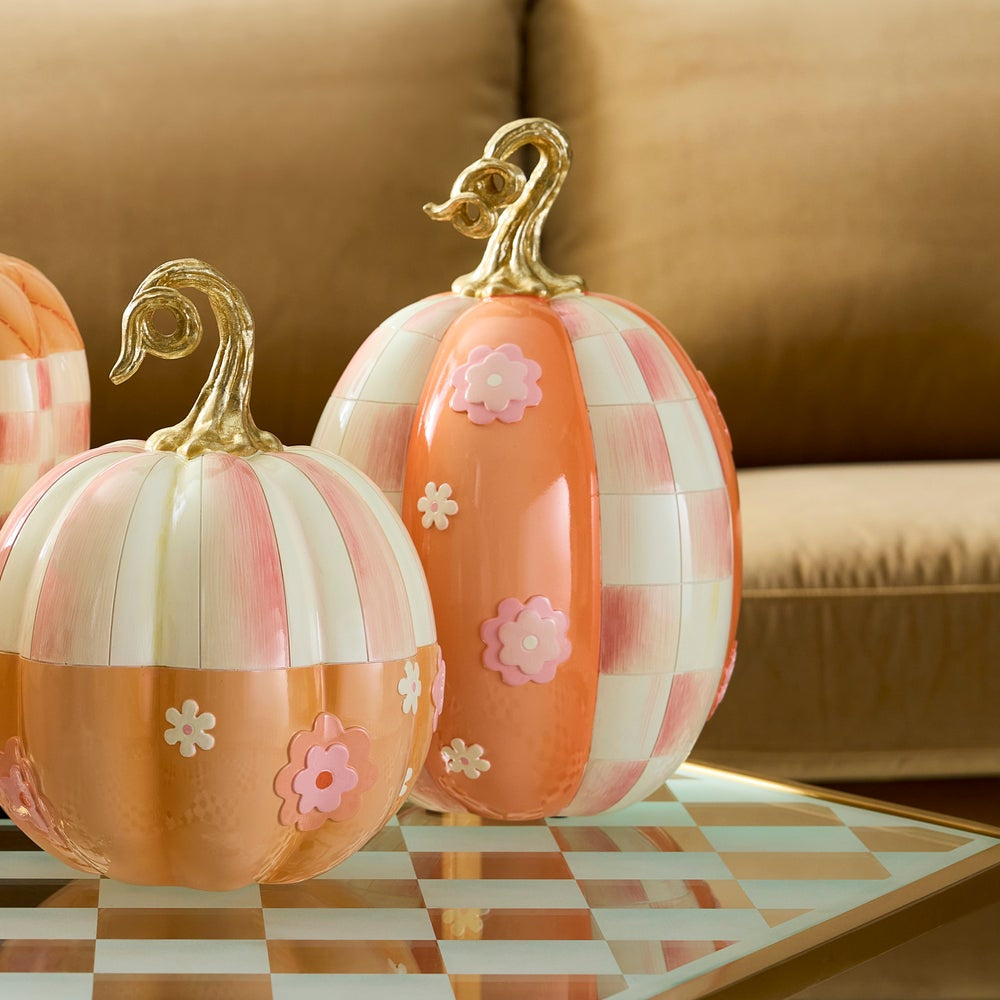 MacKenzie-Childs Rosy Check Flower Power Pumpkin