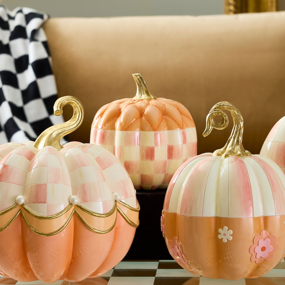 MacKenzie-Childs Rosy Check Fairytale Quilted Pumpkin