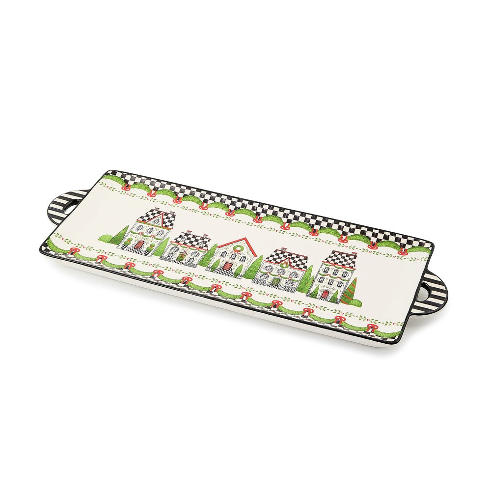 MacKenzie-Childs Holly Village Ceramic Rectangular Platter