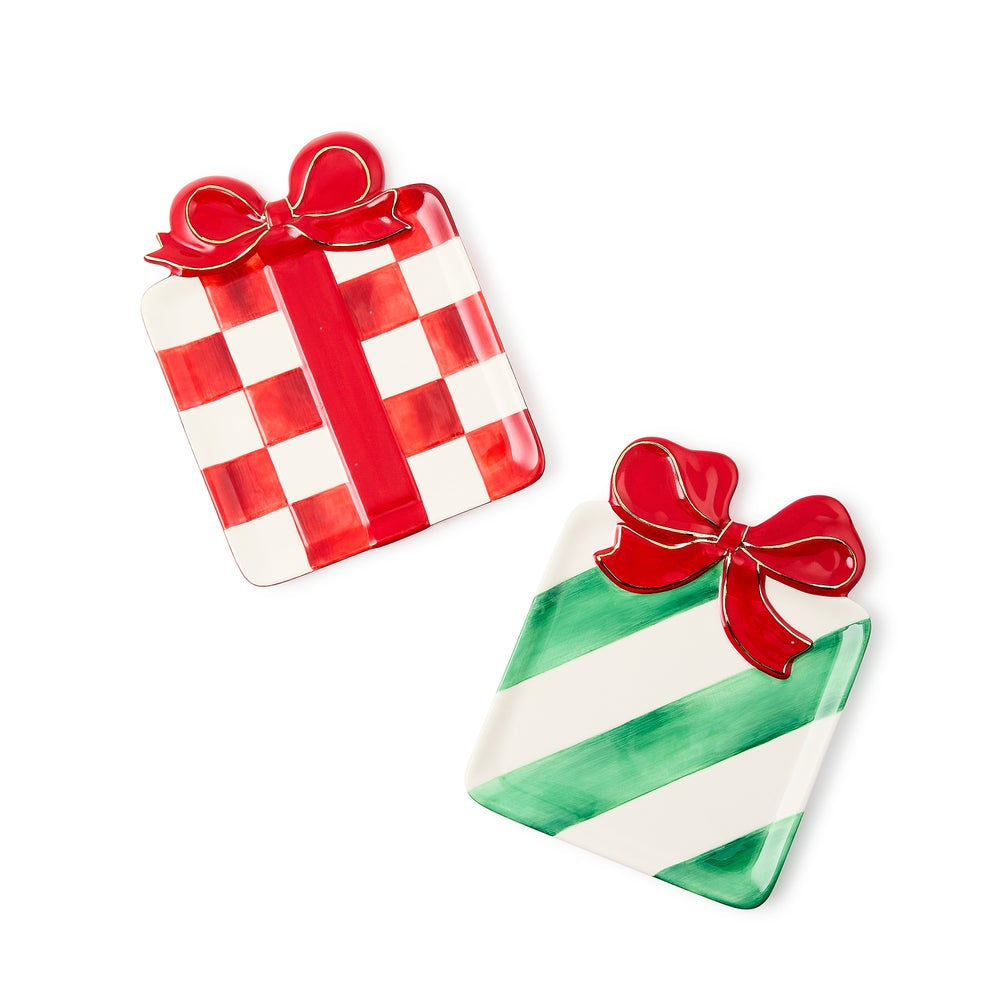 Mackenzie-Childs Check It Out Ceramic Dessert Plates - Set of 2