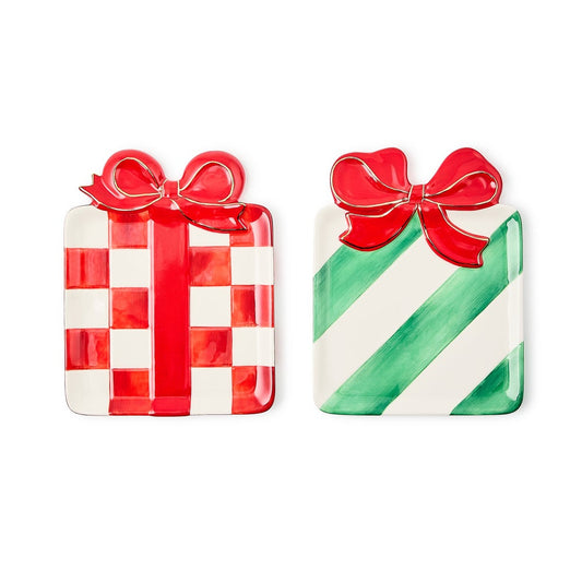 Mackenzie-Childs Check It Out Ceramic Dessert Plates - Set of 2