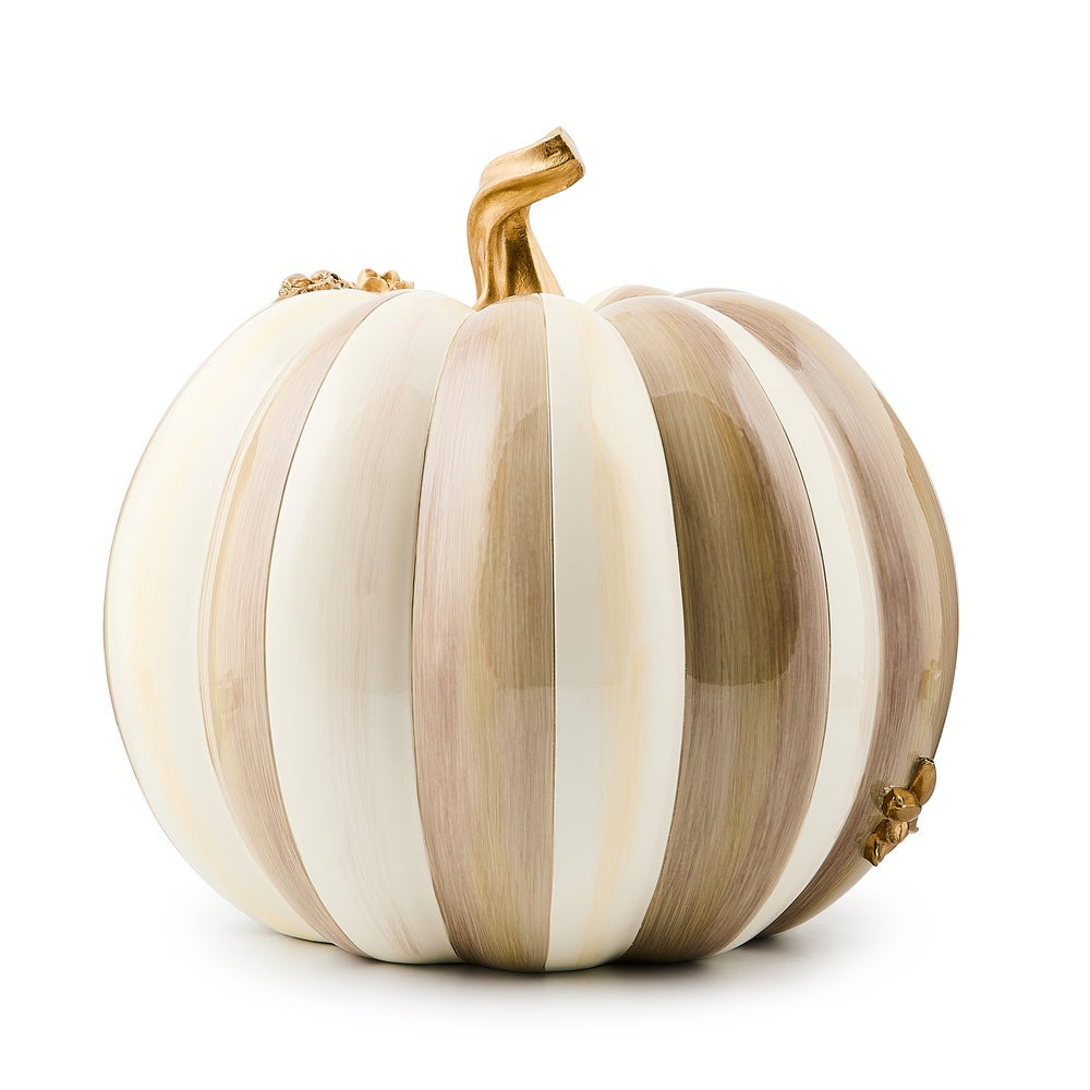 MacKenzie-Childs Mocha Stripe Floral Garland Pumpkin