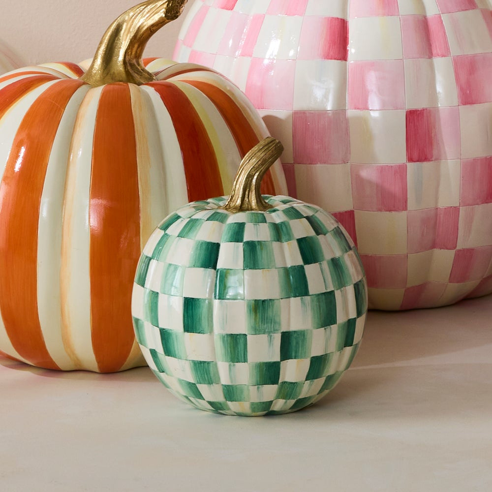 MacKenzie-Childs Emerald Check Pumpkin