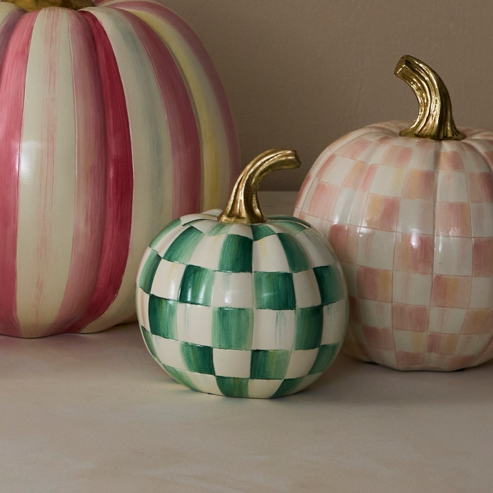 MacKenzie-Childs Emerald Check Pumpkin
