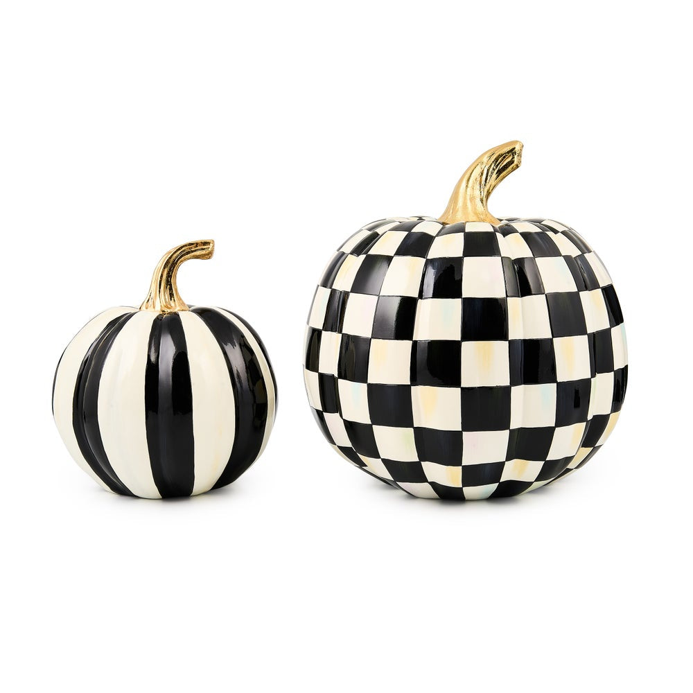 MacKenzie-Childs Classic Stripe Small & Check Medium Pumpkin Set