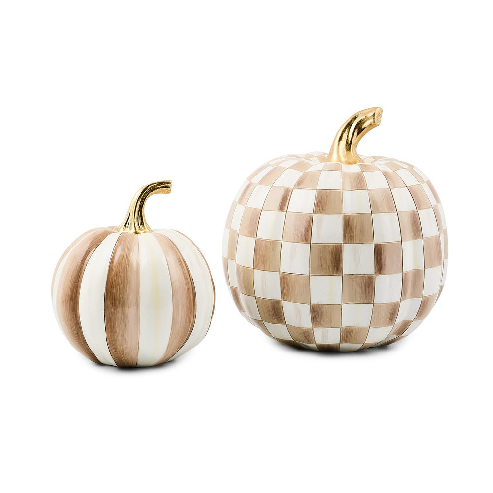 MacKenzie-Childs Classic Stripe Small & Check Medium Pumpkin Set