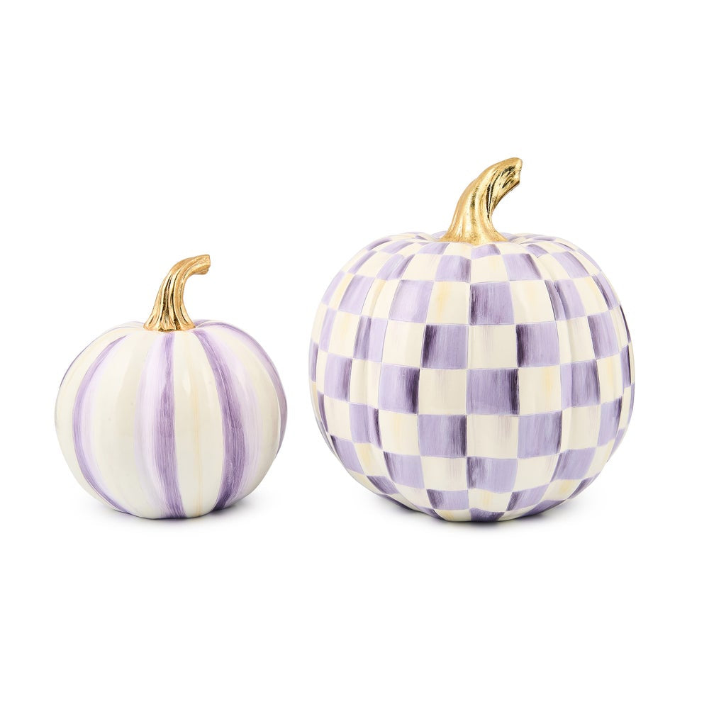 MacKenzie-Childs Classic Stripe Small & Check Medium Pumpkin Set