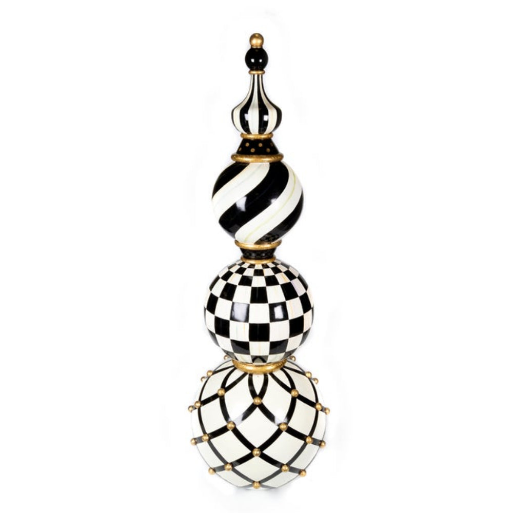 Decorative vase with black and white patterns on a white background