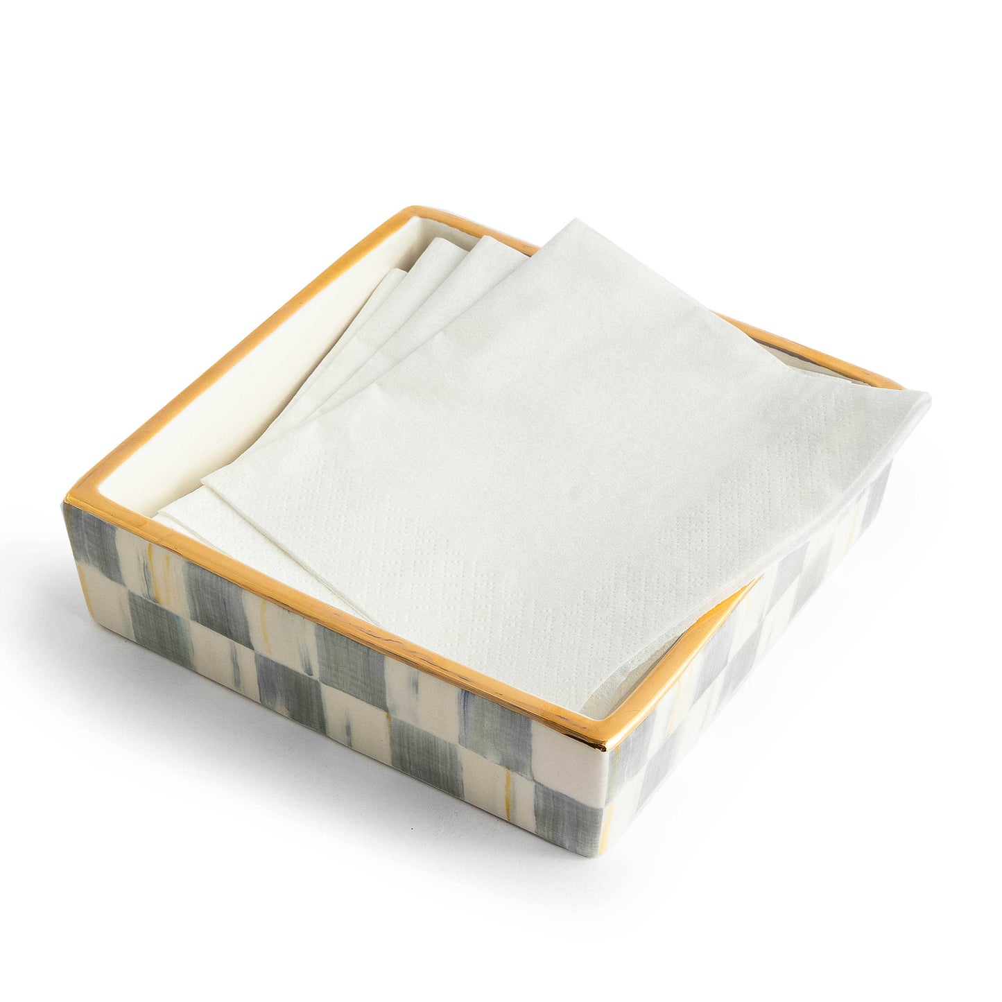 MacKenzie-Childs Sterling Check Cocktail Napkin Holder