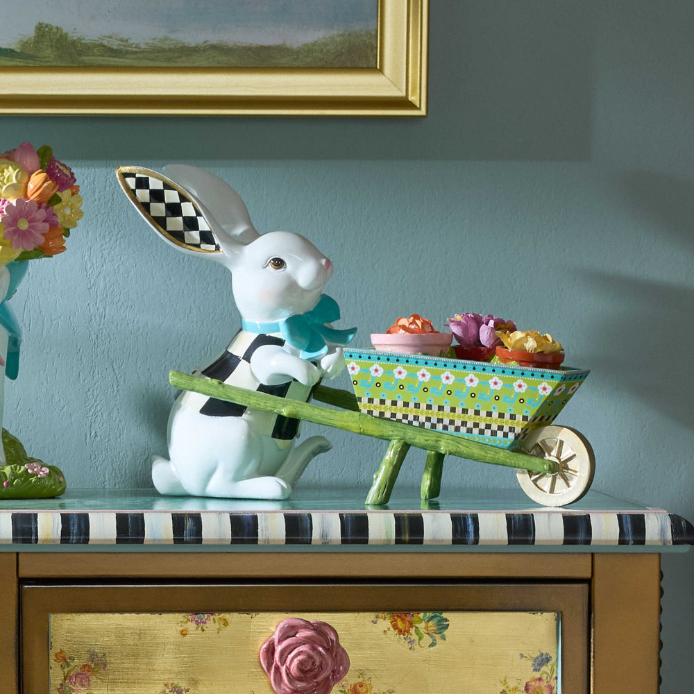 MacKenzie-Childs Calico Bunny with Wheelbarrow