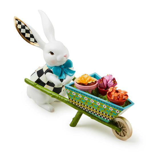 MacKenzie-Childs Calico Bunny with Wheelbarrow