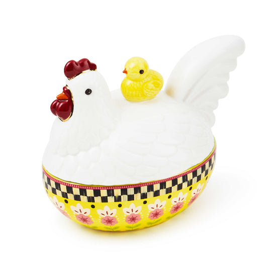 MacKenzie-Childs Calico Oval Lidded Chicken Dish