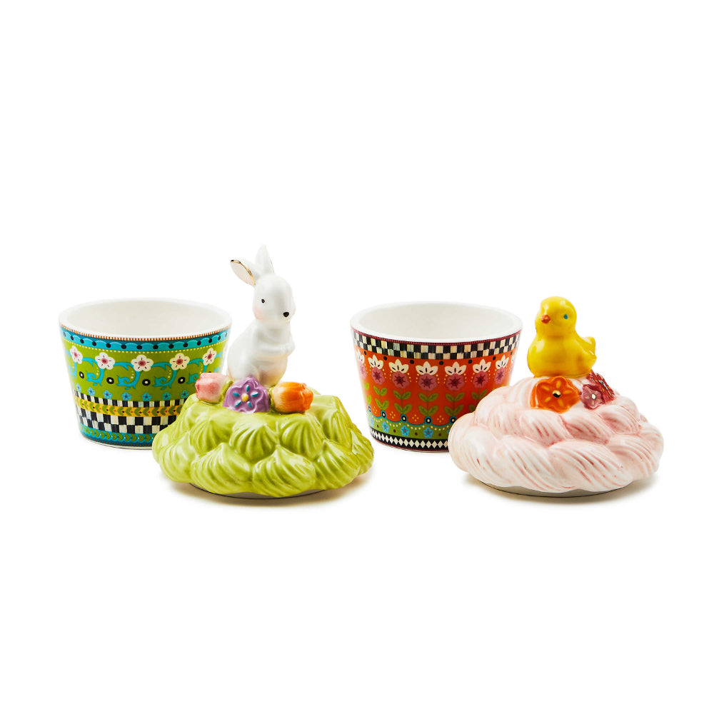 MacKenzie-Childs Calico Cupcake Lidded Boxes - Set of 2