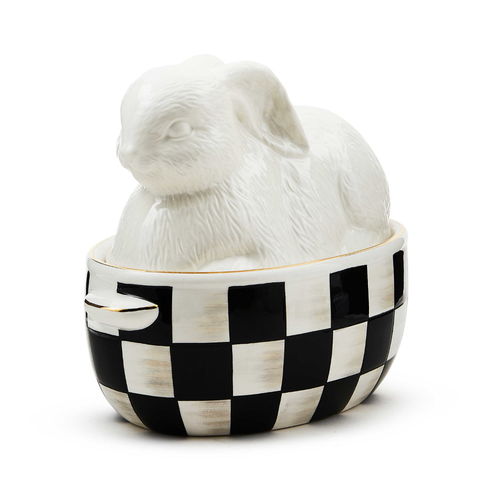 MacKenzie-Childs White Rabbit Ceramic Lidded Dish
