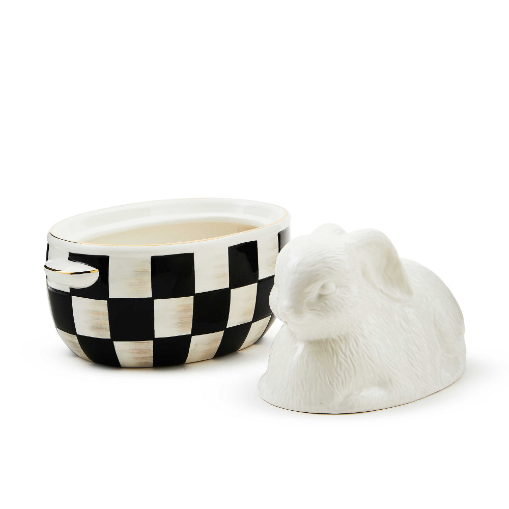 MacKenzie-Childs White Rabbit Ceramic Lidded Dish