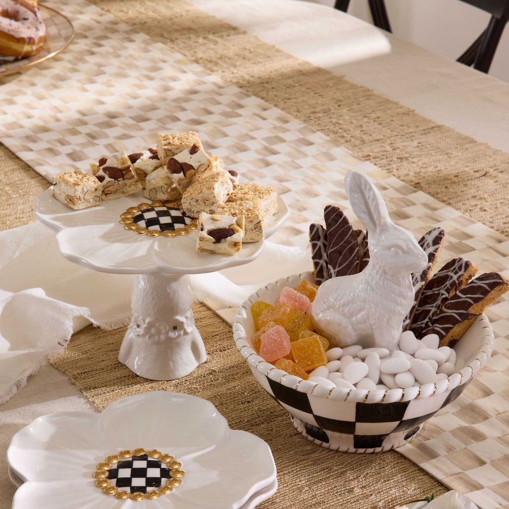 MacKenzie-Childs White Rabbit Ceramic Pedestal Platter – Smyth