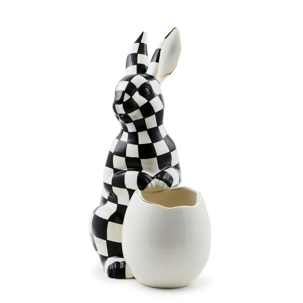 MacKenzie-Childs White Rabbit Ceramic Large Bunny Vase