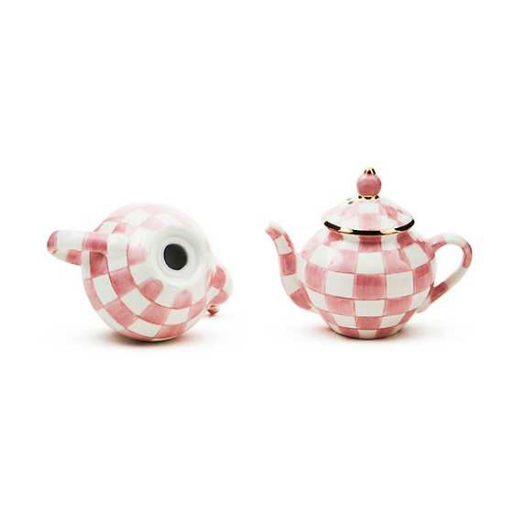 MacKenzie-Childs Rosy Check Teapot Salt and Pepper Set