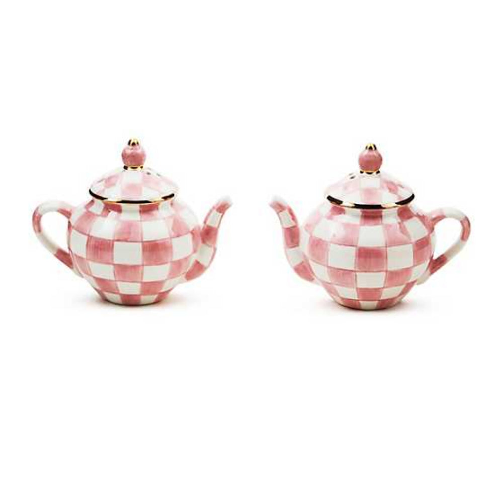 MacKenzie-Childs Rosy Check Teapot Salt and Pepper Set