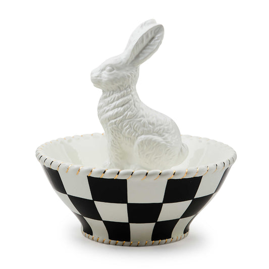 MacKenzie-Childs White Rabbit Ceramic Candy Dish
