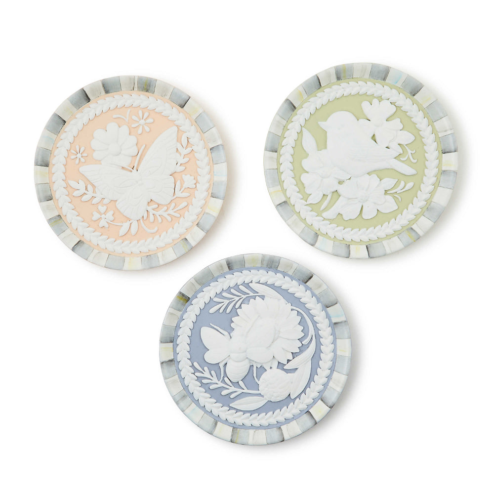 MacKenzie-Childs Cameo Resin Trinket Trays-Set of 3